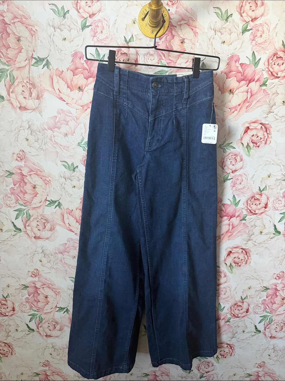 NWT Free People Libre High Rise Wide Leg Stretch Denim Jeans Dark Wash Pants 25 - Picture 4 of 7